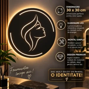 Sigla Luminoasa Rotunda, 30x30 cm, cu LED, Spatiu Interior