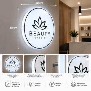 Sigla Luminoasa Rotunda 50x50 cm | Placa Luminoasa Firma